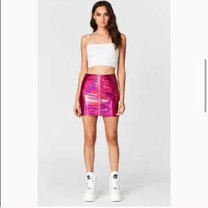 NWT Carmar Los Angeles Metallic Pink Zipper Skirt
